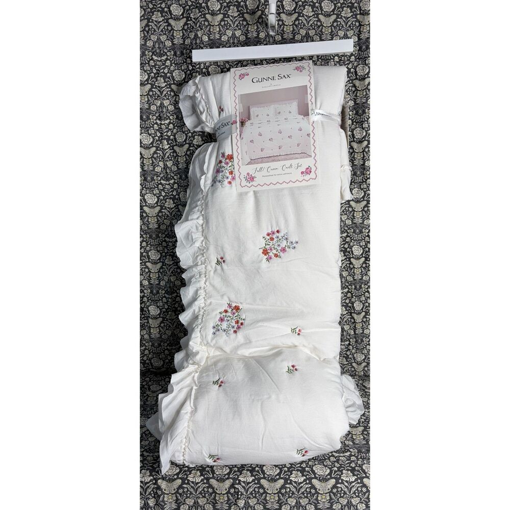 Gunne Sax by Jessica McClintock Floral Ruffle Quilt Set Full/Queen Vintage Look - Picture 2 of 6